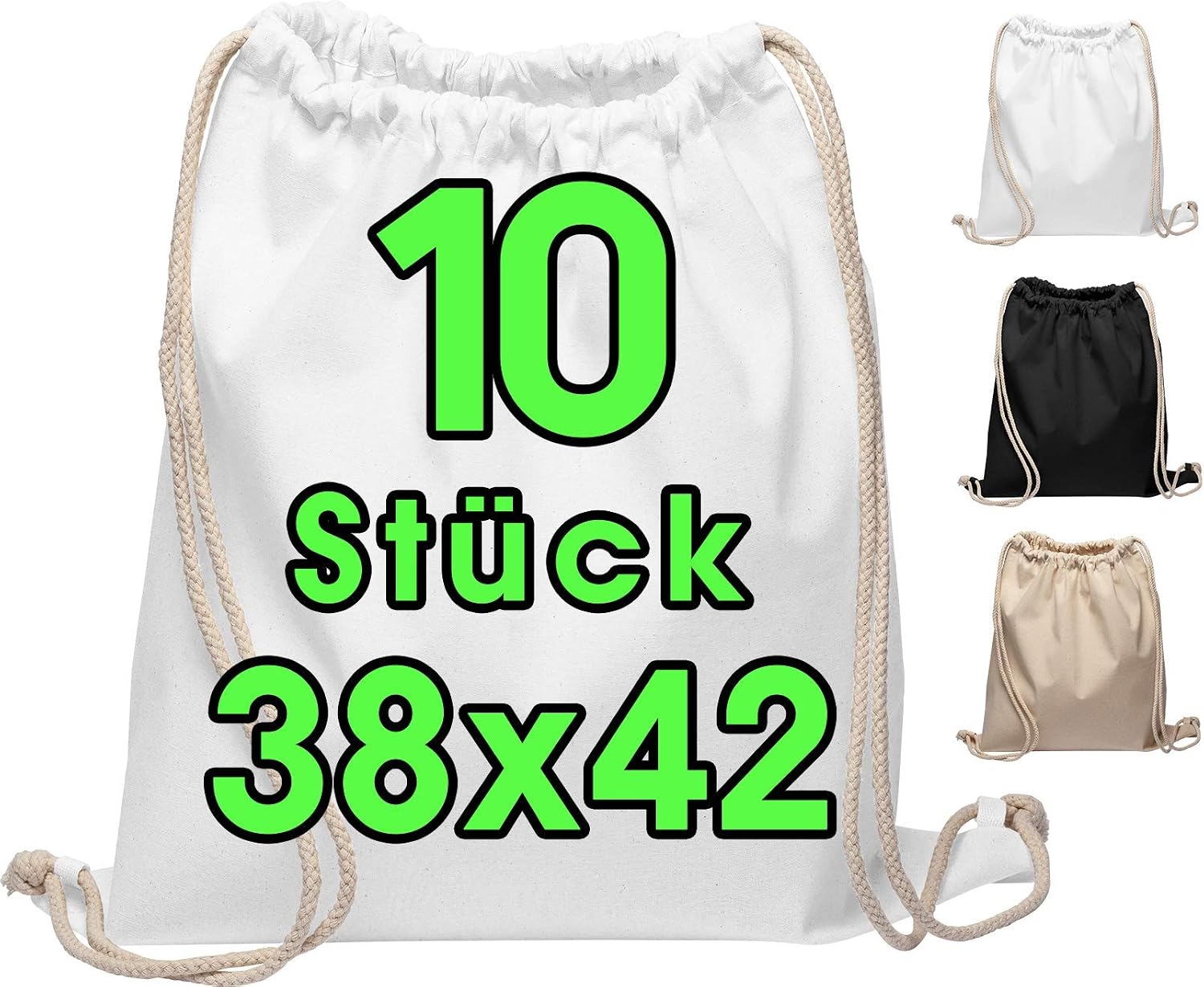 Sportbeutel mit Kordelzug – unisex, für Kinder, 10 Stück, 38 × 42 cm