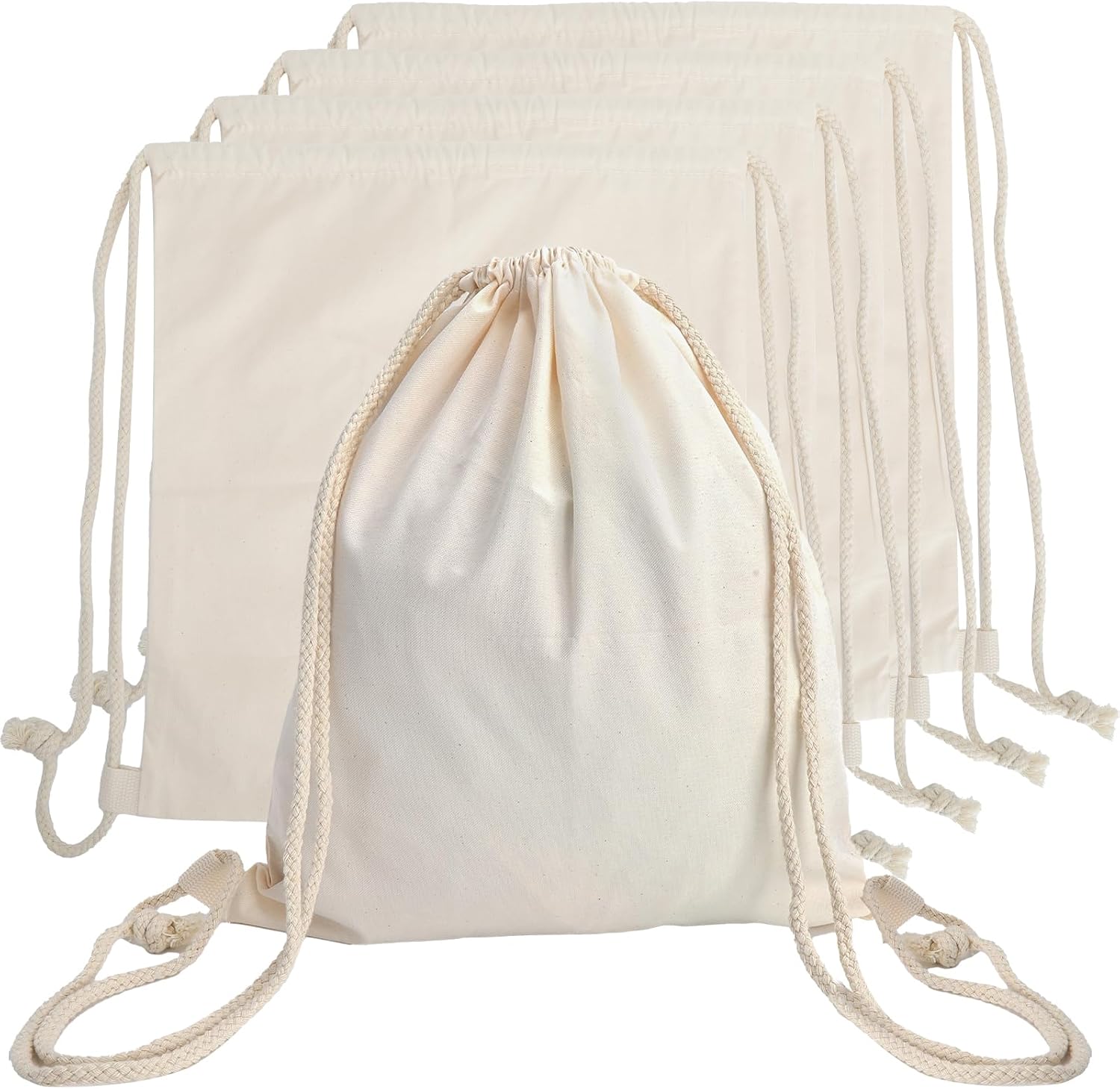 Sportbeutel mit Kordelzug: aus Baumwolle, 5 Stück, 35 × 40cm