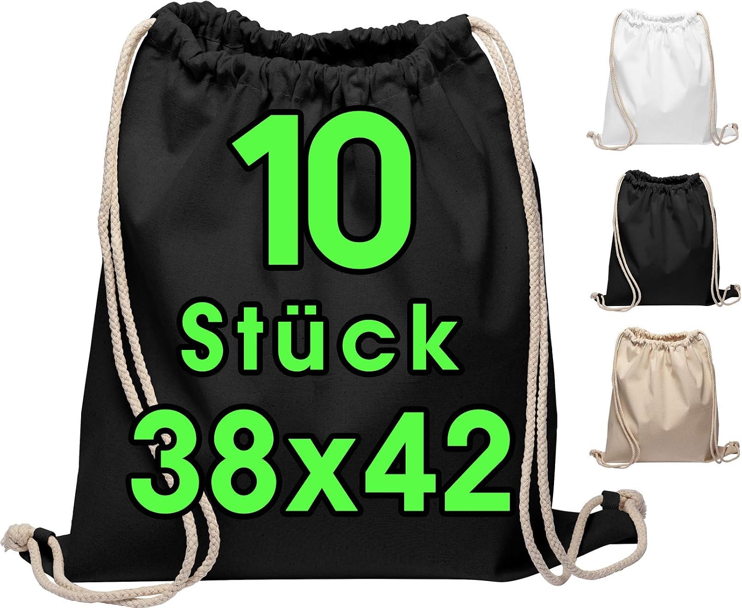 Sportbeutel mit Kordelzug – unisex, für Kinder, 10 Stück, 38 × 42 cm
