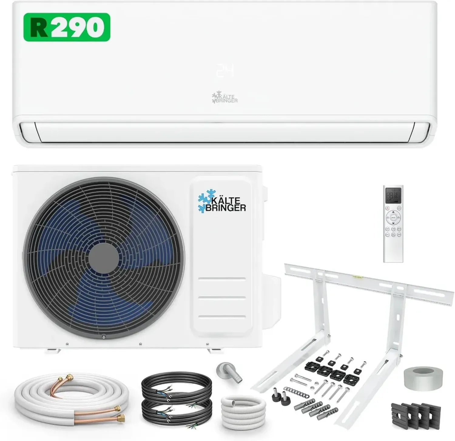 Energiesparende R290 Split-Klimaanlage 18000 BTU mit Heizung, WiFi & App-Steuerung, leise bis 90m², inkl. Montageset
